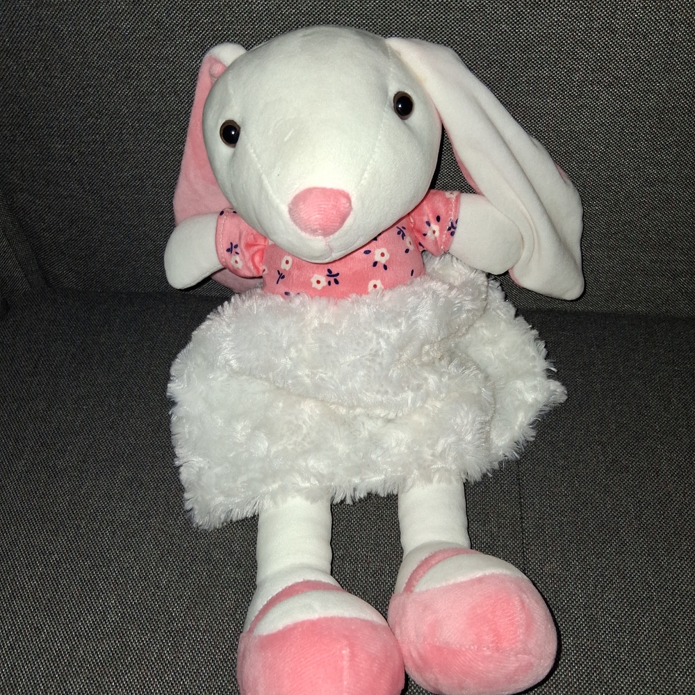 Adorable Pink and White Bunny Plush